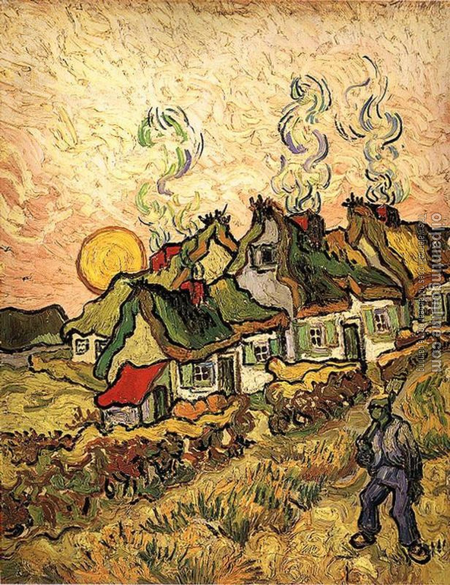 Gogh, Vincent van - Thatched Cottages in the Sunshine - Reminiscence of the Nort